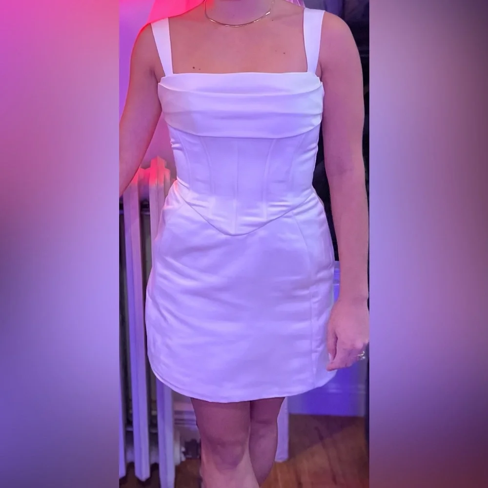 Meshki White Satin Corset Mini Dress - Picture 7 of 8